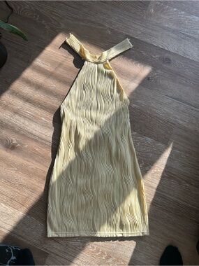 Fashion Nova Yellow Backless Halter Dress